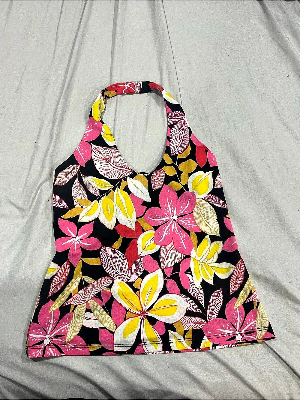 Floral Tank Top in Black & Pink